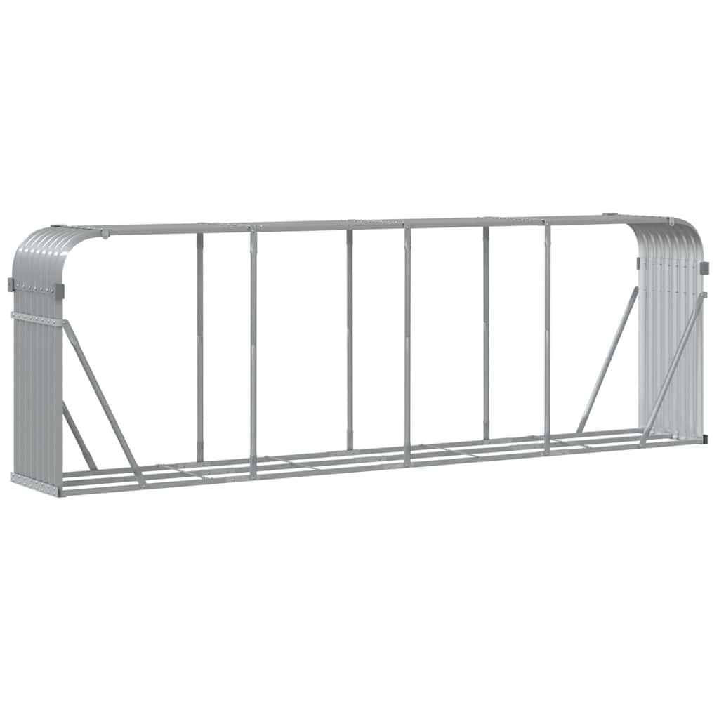 vidaXL Log Holder Light Grey 300x45x100 cm Galvanised Steel
