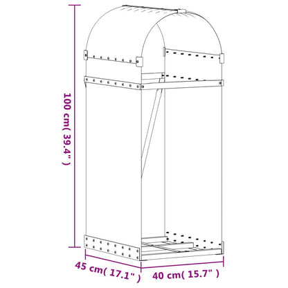 vidaXL Log Holder Anthracite 40x45x100 cm Galvanised Steel