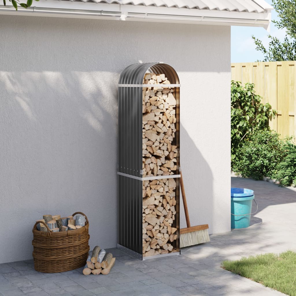 vidaXL Log Holder Anthracite 40x45x170 cm Galvanised Steel
