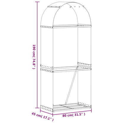 vidaXL Log Holder Anthracite 80x45x190 cm Galvanised Steel