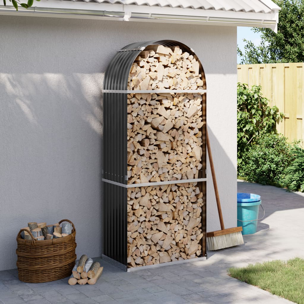 vidaXL Log Holder Anthracite 80x45x190 cm Galvanised Steel