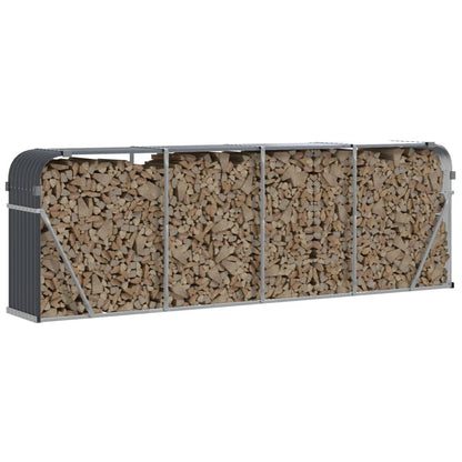 vidaXL Log Holder Anthracite 300x45x100 cm Galvanised Steel