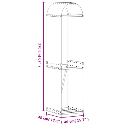 vidaXL Log Holder Brown 40x45x170 cm Galvanised Steel