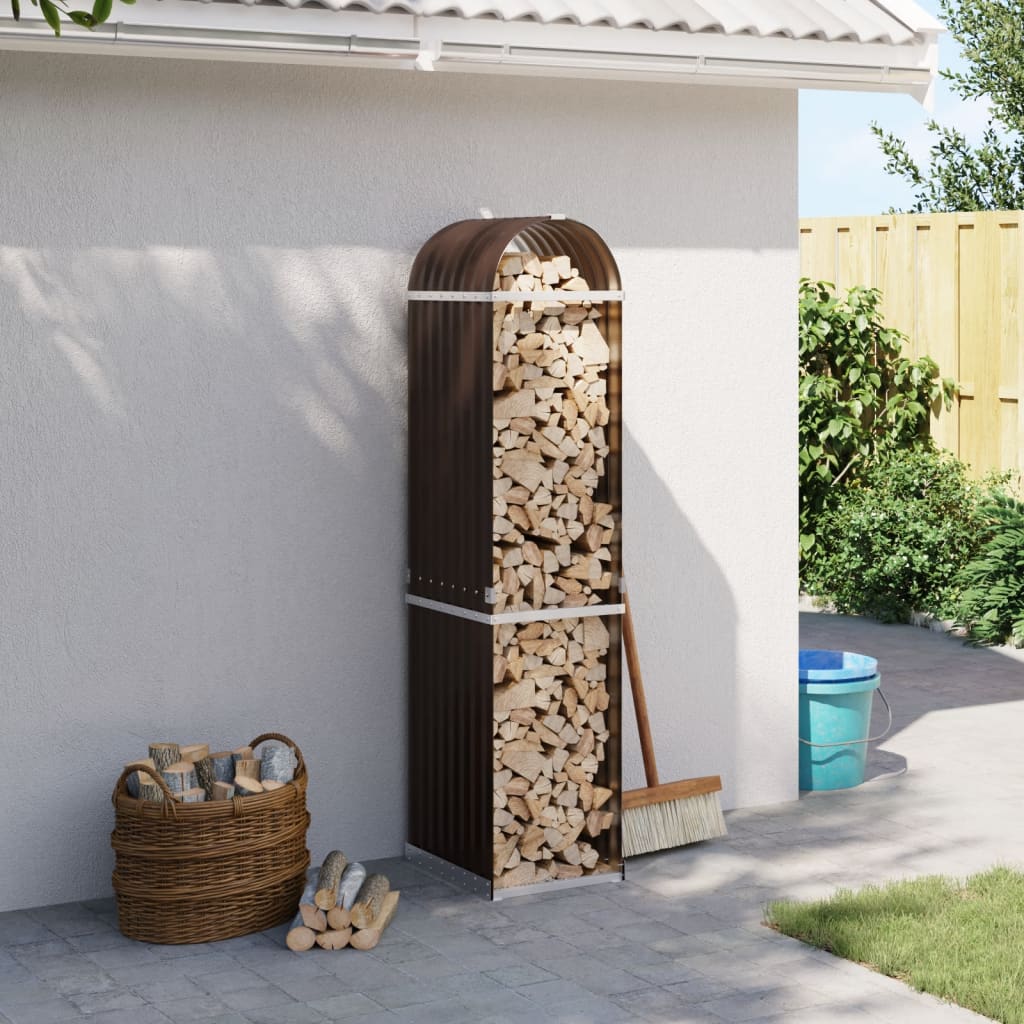 vidaXL Log Holder Brown 40x45x170 cm Galvanised Steel