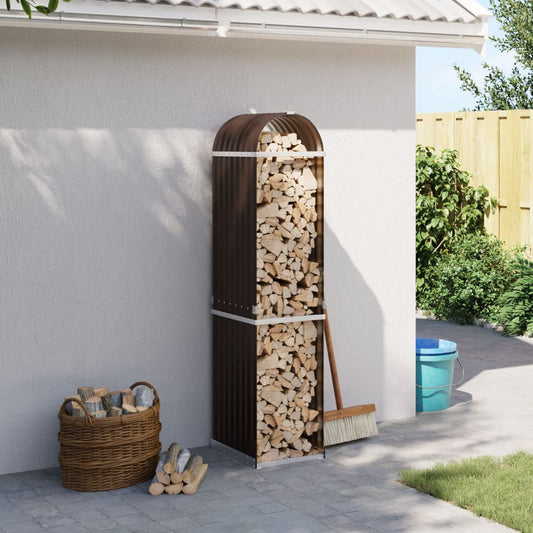 vidaXL Log Holder Brown 40x45x170 cm Galvanised Steel