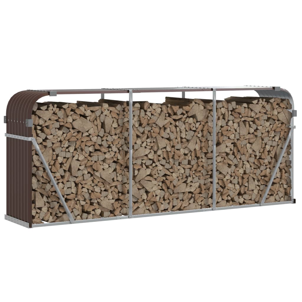 vidaXL Log Holder Brown 234x45x100 cm Galvanised Steel