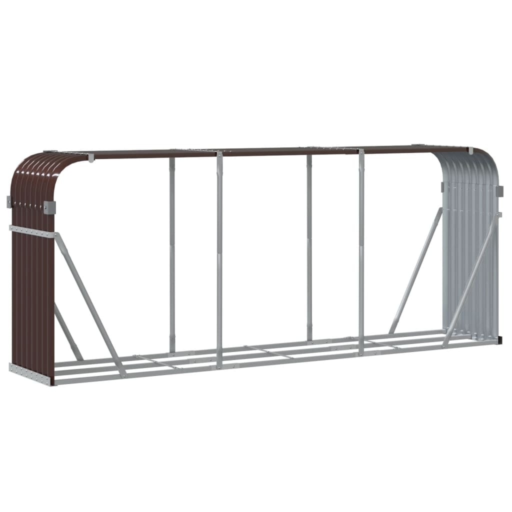 vidaXL Log Holder Brown 234x45x100 cm Galvanised Steel