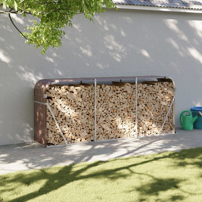 vidaXL Log Holder Brown 234x45x100 cm Galvanised Steel