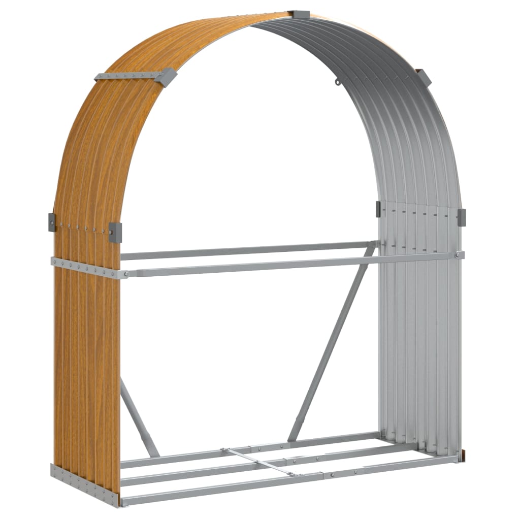 vidaXL Log Holder Wood Look 120x45x140 cm Galvanised Steel