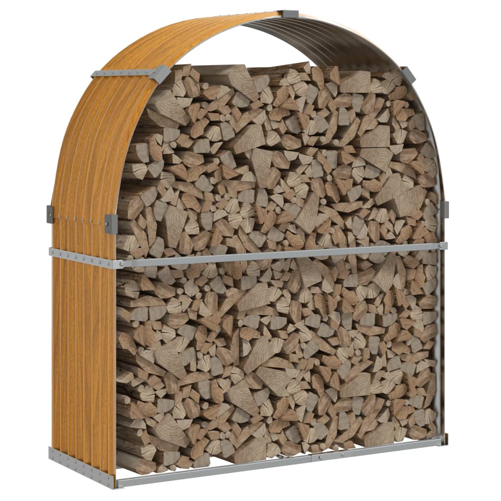 vidaXL Log Holder Wood Look 120x45x140 cm Galvanised Steel