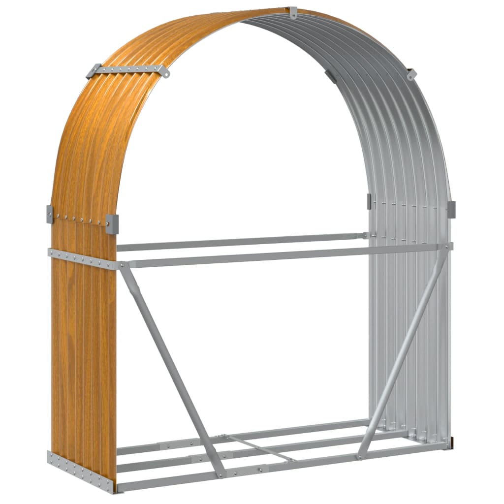 vidaXL Log Holder Wood Look 120x45x140 cm Galvanised Steel