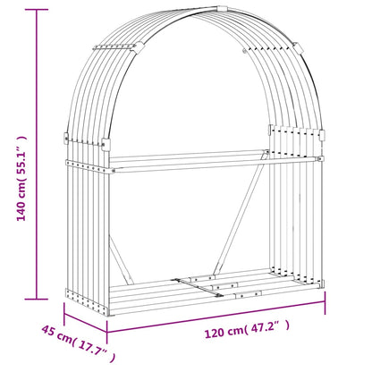 vidaXL Log Holder Wood Look 120x45x140 cm Galvanised Steel