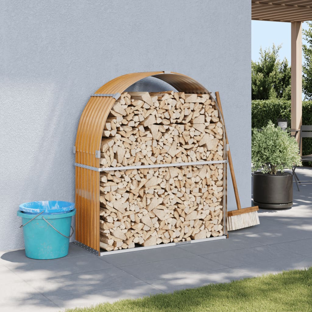 vidaXL Log Holder Wood Look 120x45x140 cm Galvanised Steel