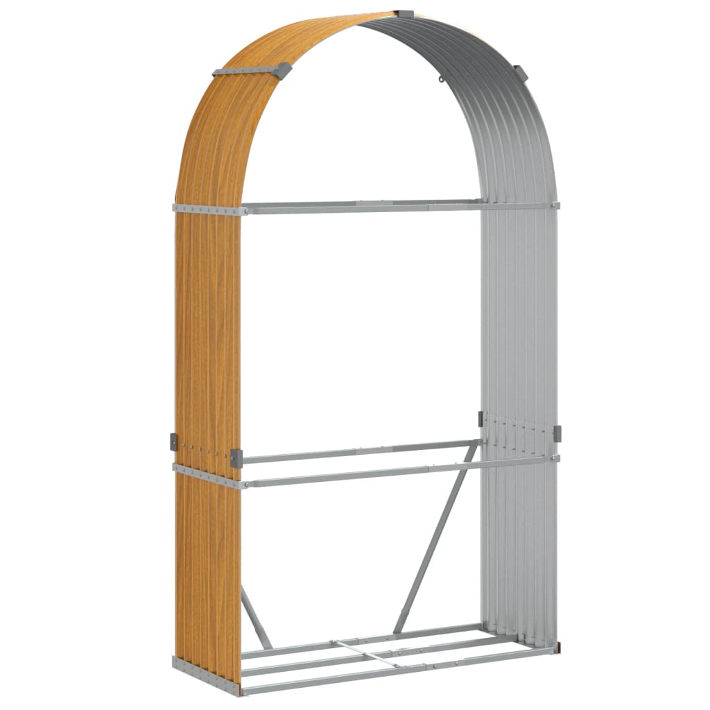 vidaXL Log Holder Wood Look 120x45x210 cm Galvanised Steel