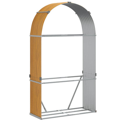 vidaXL Log Holder Wood Look 120x45x210 cm Galvanised Steel