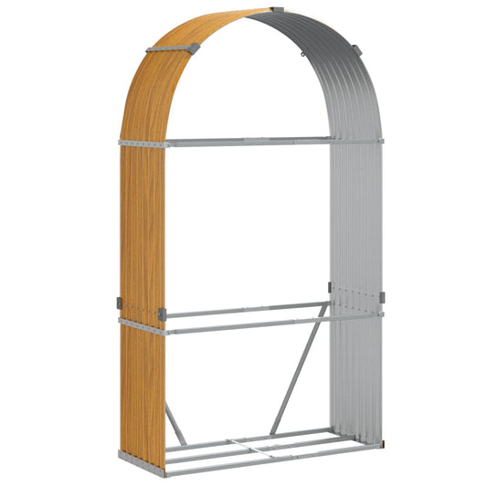 vidaXL Log Holder Wood Look 120x45x210 cm Galvanised Steel