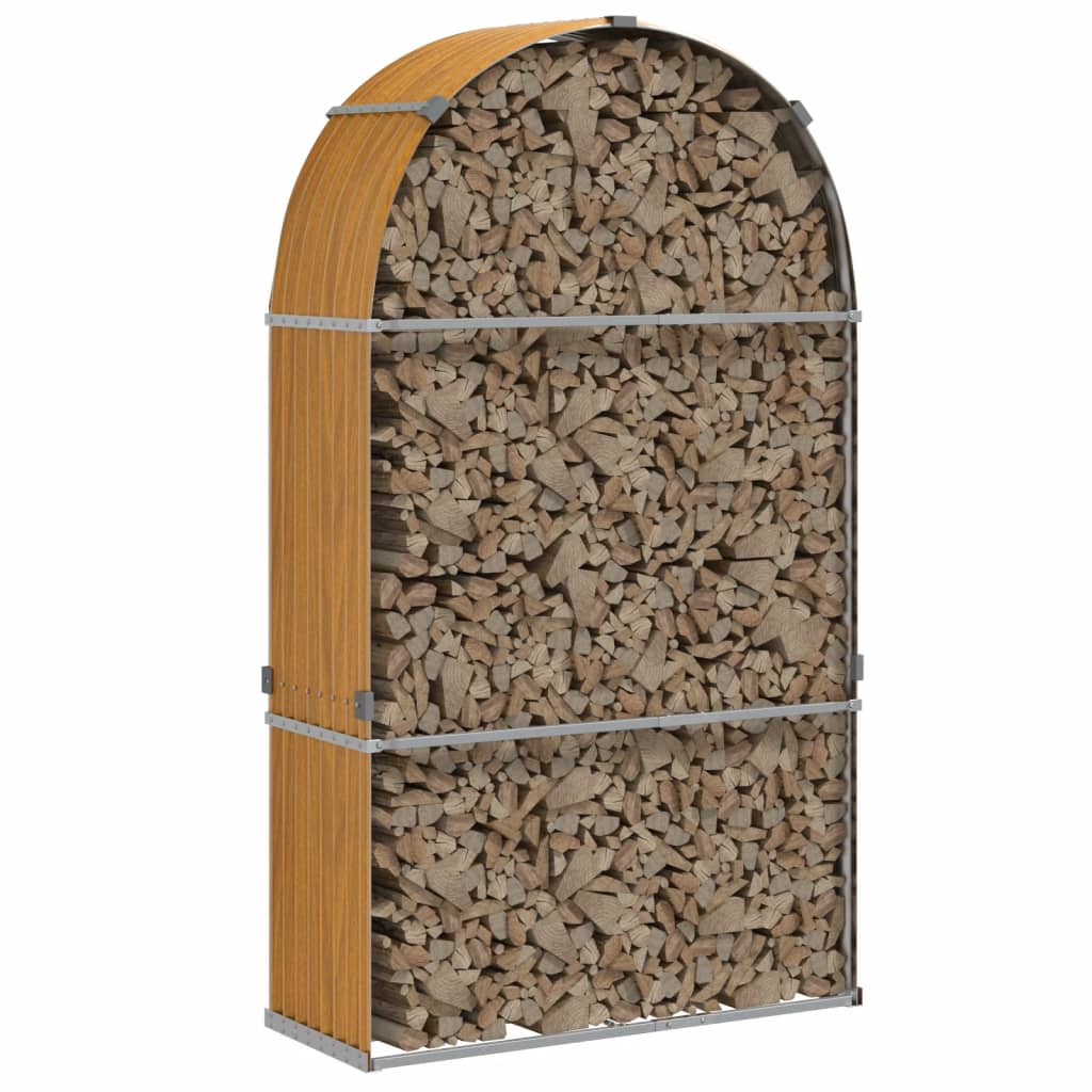 vidaXL Log Holder Wood Look 120x45x210 cm Galvanised Steel