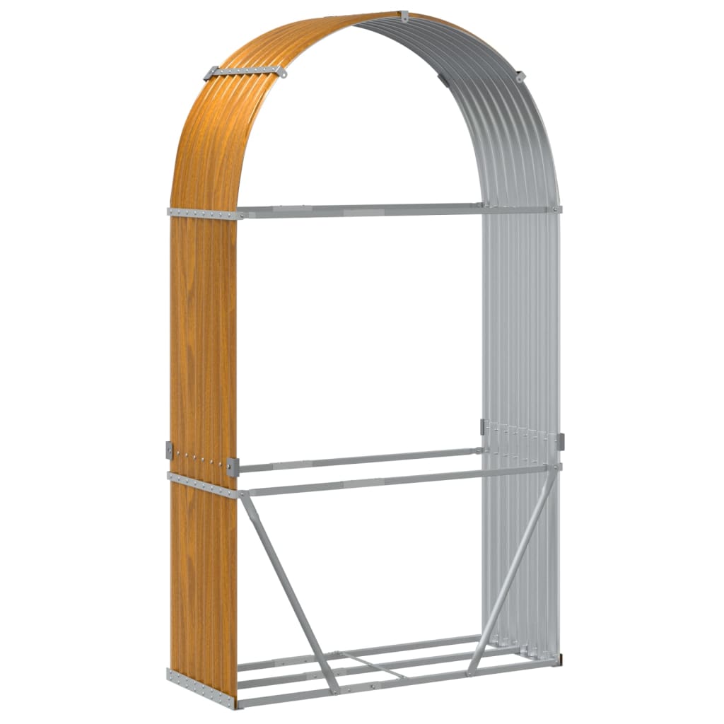 vidaXL Log Holder Wood Look 120x45x210 cm Galvanised Steel