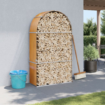 vidaXL Log Holder Wood Look 120x45x210 cm Galvanised Steel