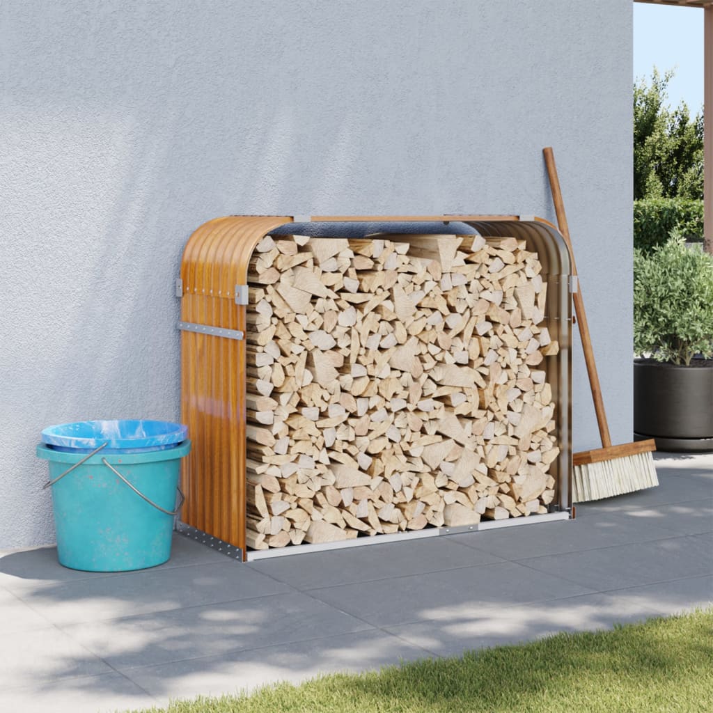 vidaXL Log Holder Wood Look 120x45x100 cm Galvanised Steel