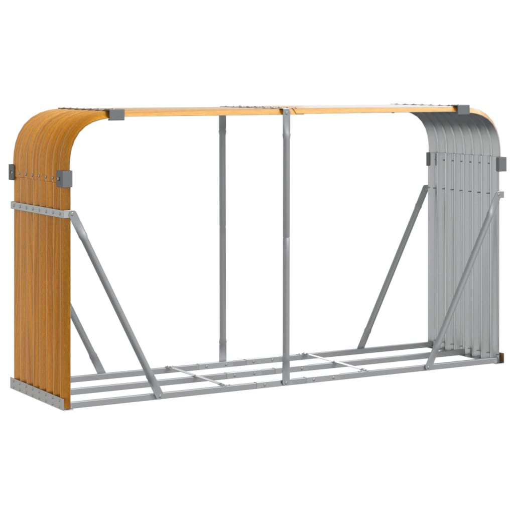 vidaXL Log Holder Wood Look 180x45x100 cm Galvanised Steel