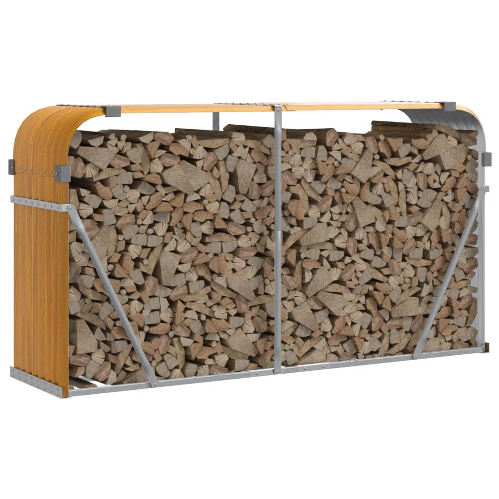 vidaXL Log Holder Wood Look 180x45x100 cm Galvanised Steel
