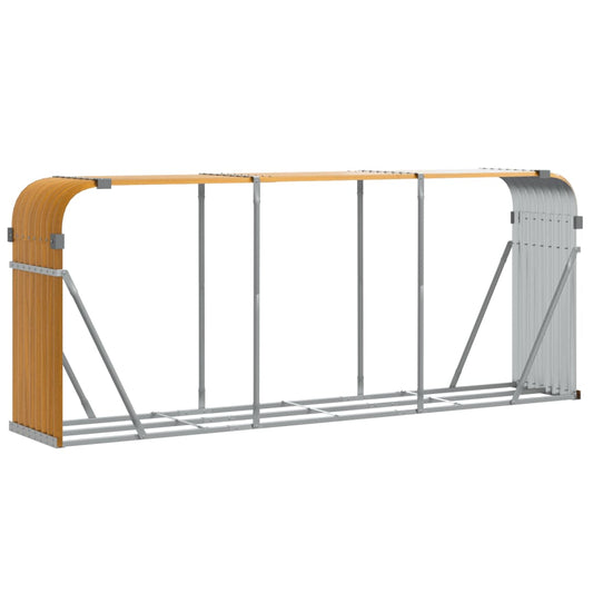 vidaXL Log Holder Wood Look 234x45x100 cm Galvanised Steel