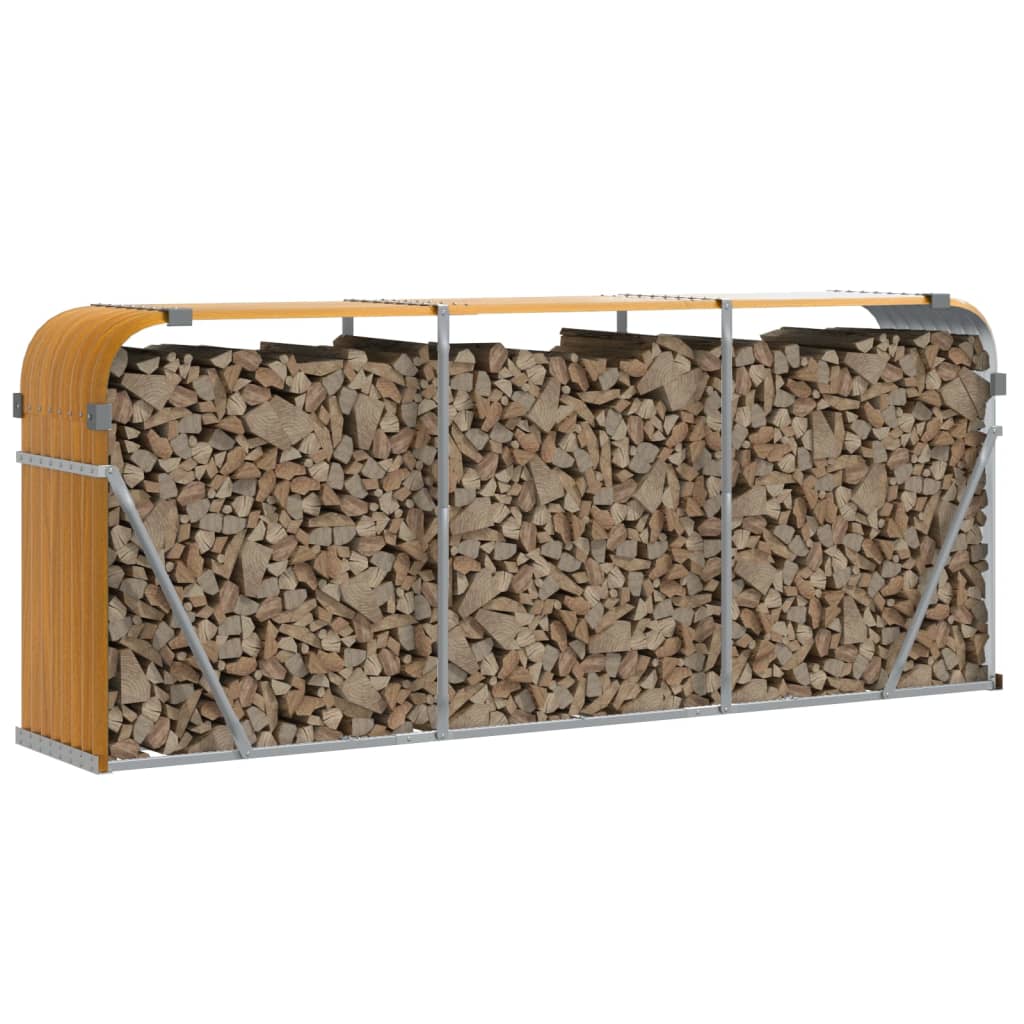 vidaXL Log Holder Wood Look 234x45x100 cm Galvanised Steel