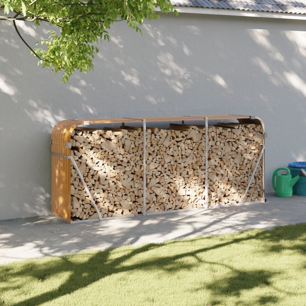 vidaXL Log Holder Wood Look 234x45x100 cm Galvanised Steel