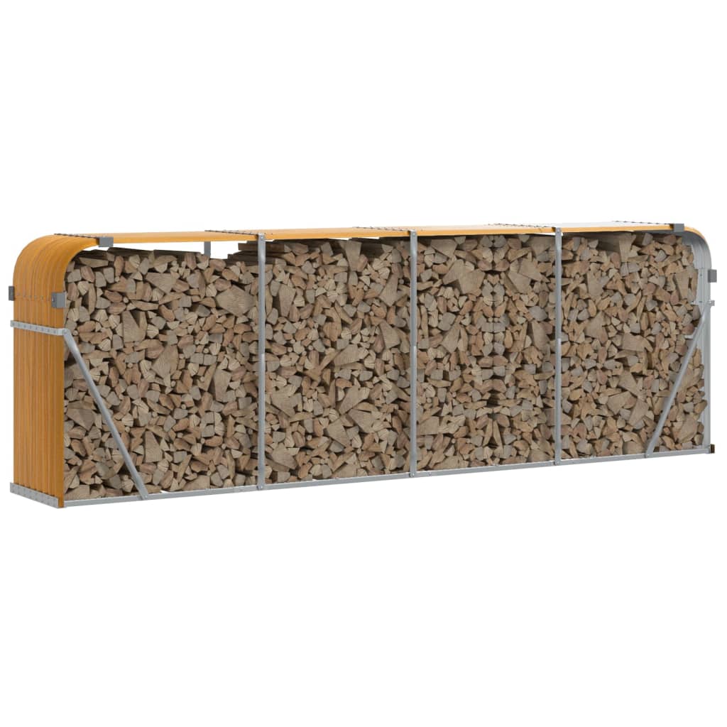 vidaXL Log Holder Wood Look 300x45x100 cm Galvanised Steel