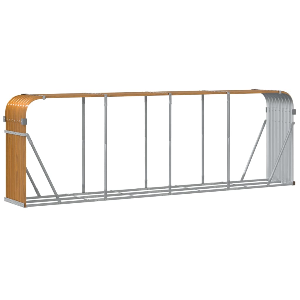 vidaXL Log Holder Wood Look 300x45x100 cm Galvanised Steel
