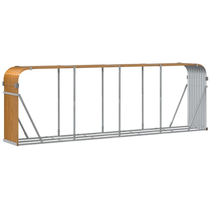 vidaXL Log Holder Wood Look 300x45x100 cm Galvanised Steel