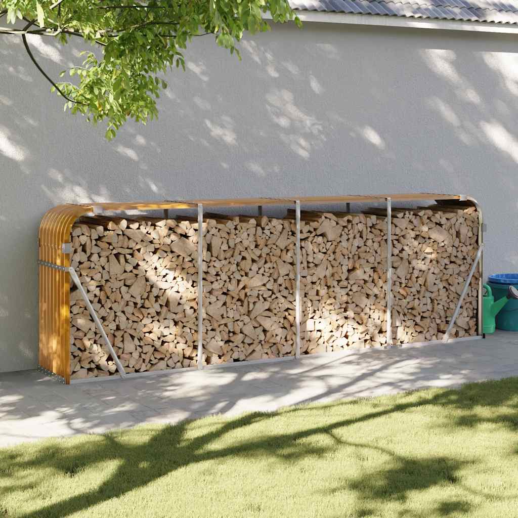 vidaXL Log Holder Wood Look 300x45x100 cm Galvanised Steel