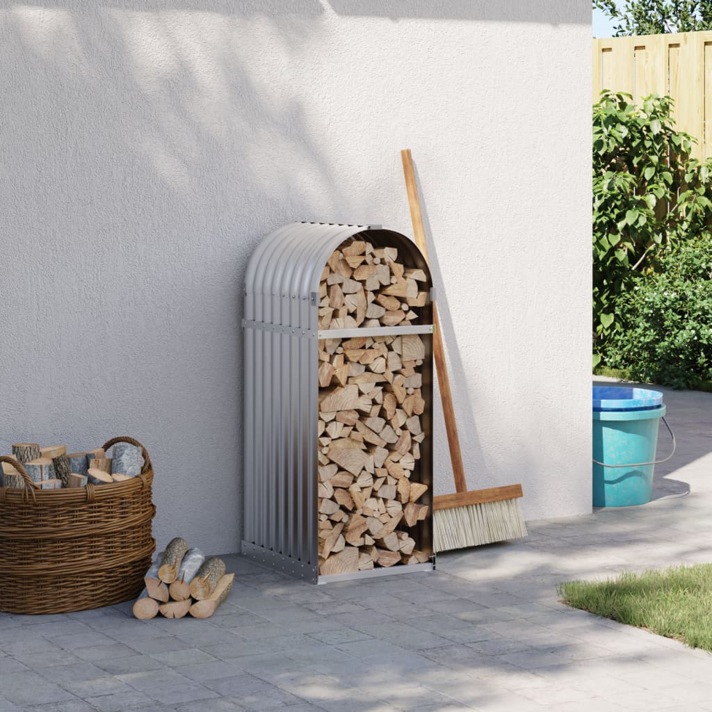 vidaXL Log Holder Silver 40x45x100 cm Galvanised Steel