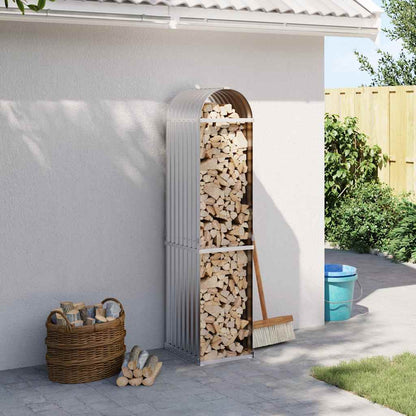 vidaXL Log Holder Silver 40x45x170 cm Galvanised Steel