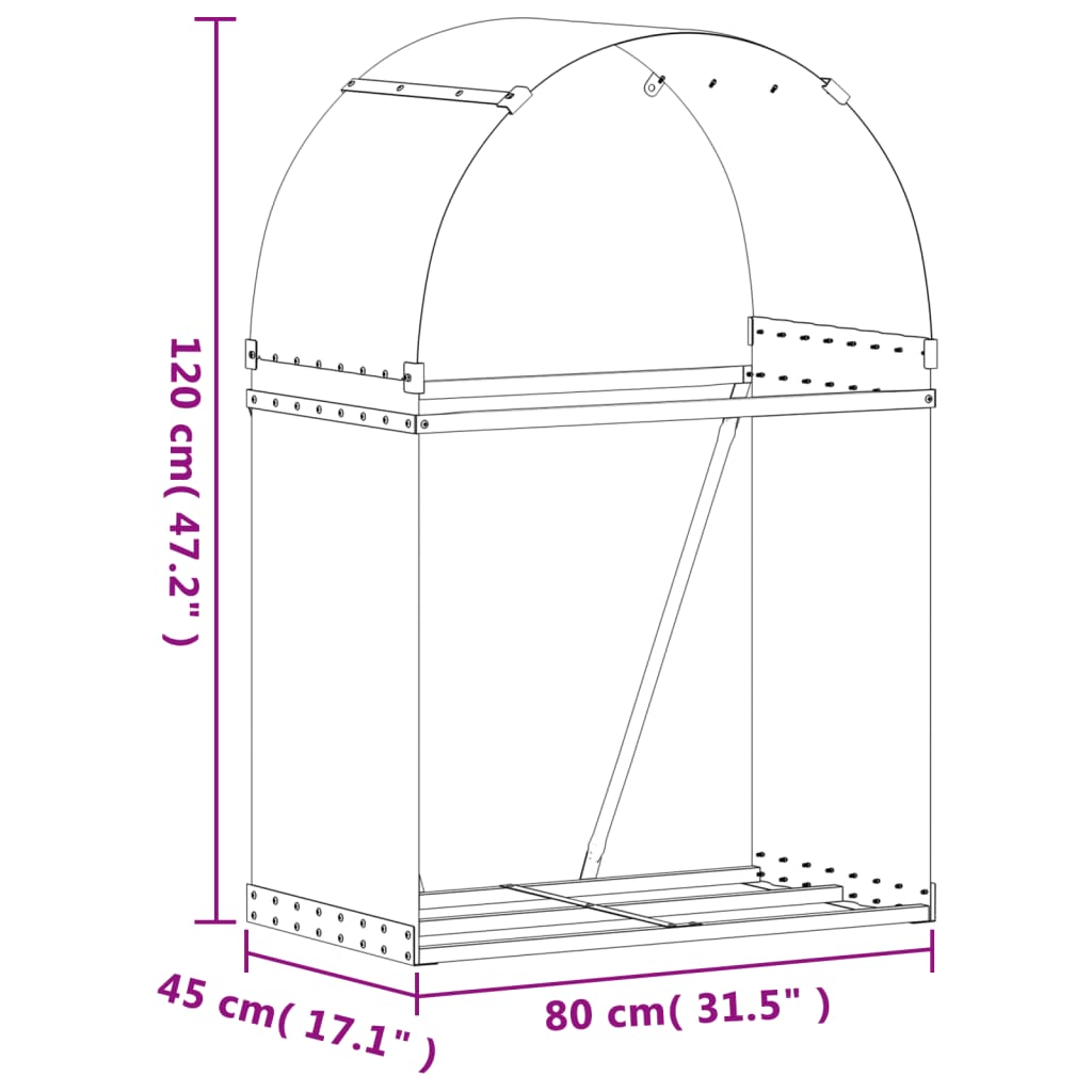 vidaXL Log Holder Silver 80x45x120 cm Galvanised Steel