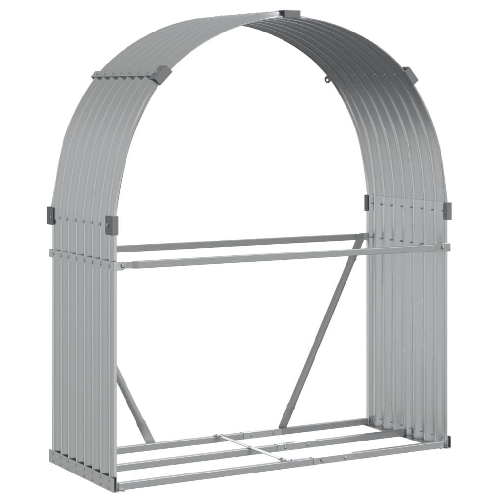 vidaXL Log Holder Silver 120x45x140 cm Galvanised Steel