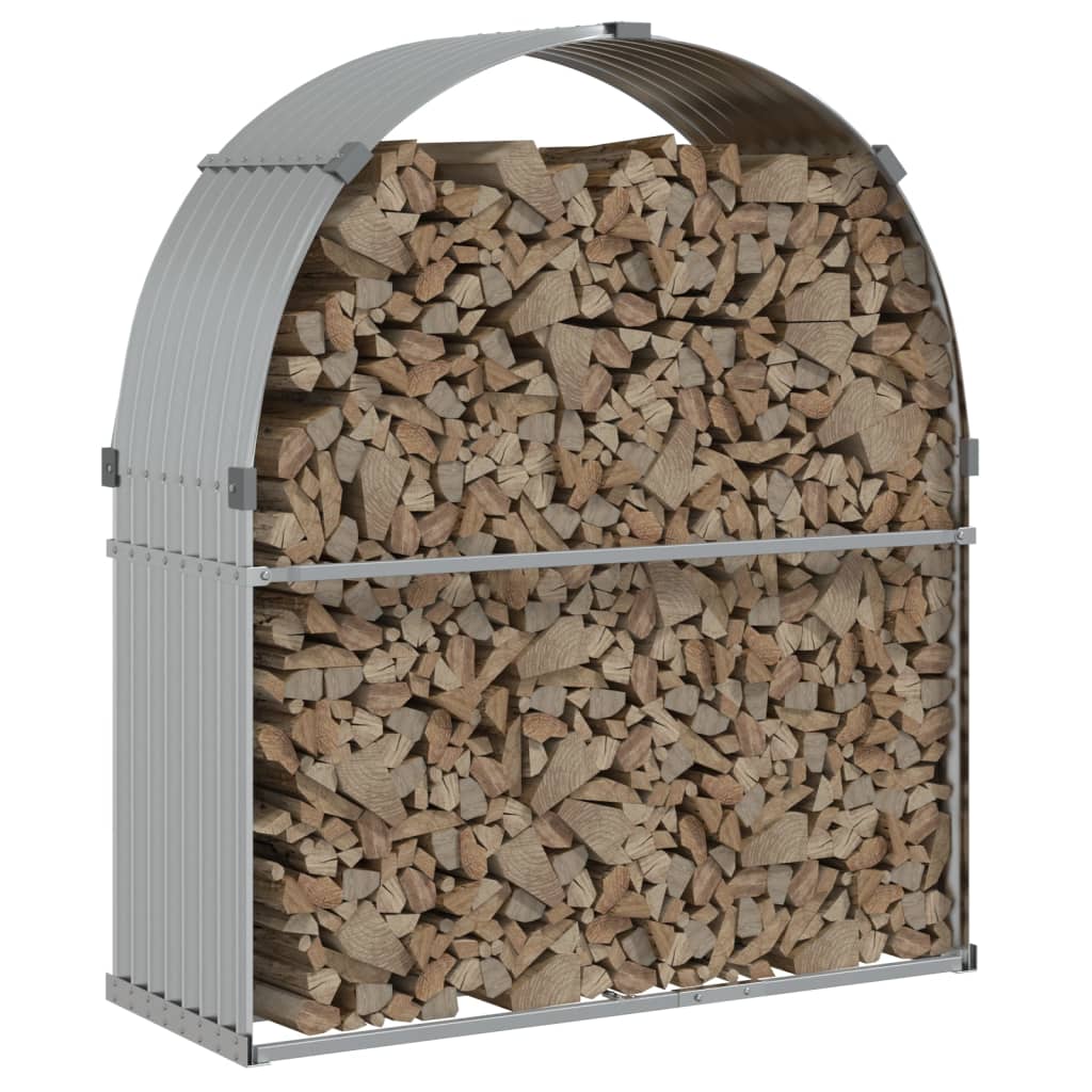 vidaXL Log Holder Silver 120x45x140 cm Galvanised Steel