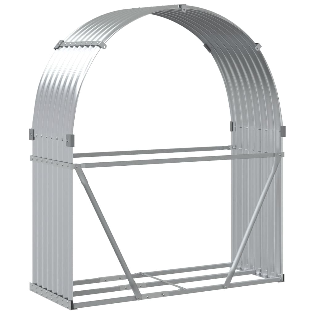 vidaXL Log Holder Silver 120x45x140 cm Galvanised Steel