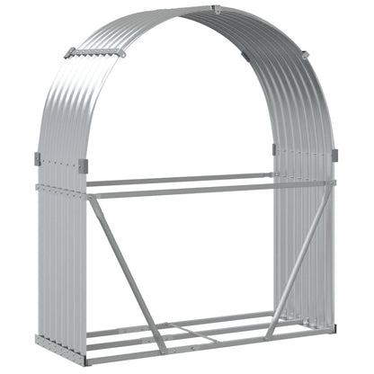 vidaXL Log Holder Silver 120x45x140 cm Galvanised Steel