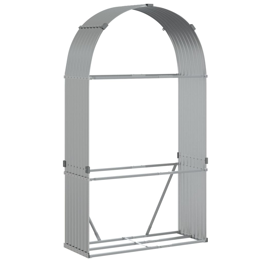 vidaXL Log Holder Silver 120x45x210 cm Galvanised Steel