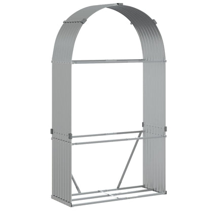 vidaXL Log Holder Silver 120x45x210 cm Galvanised Steel