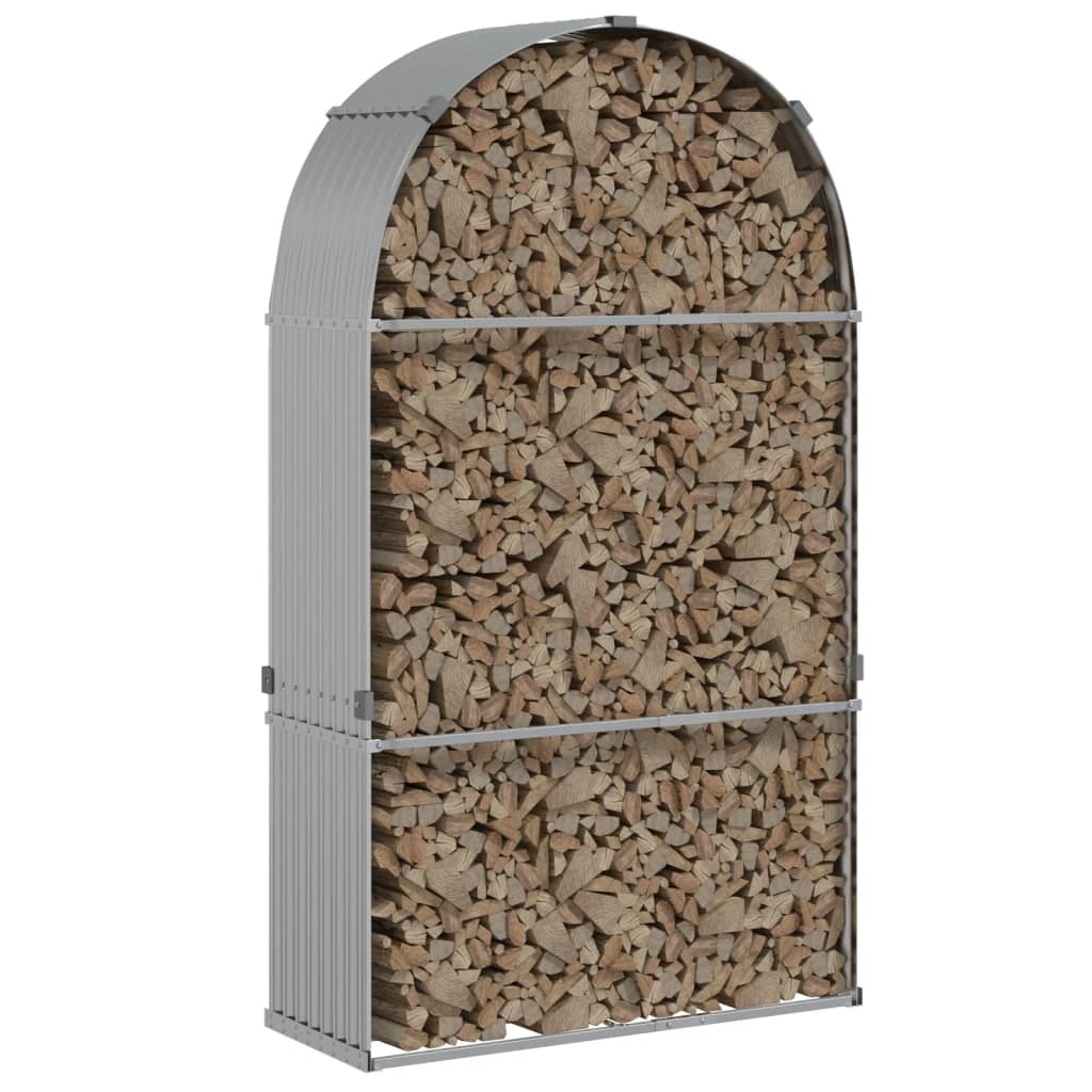 vidaXL Log Holder Silver 120x45x210 cm Galvanised Steel