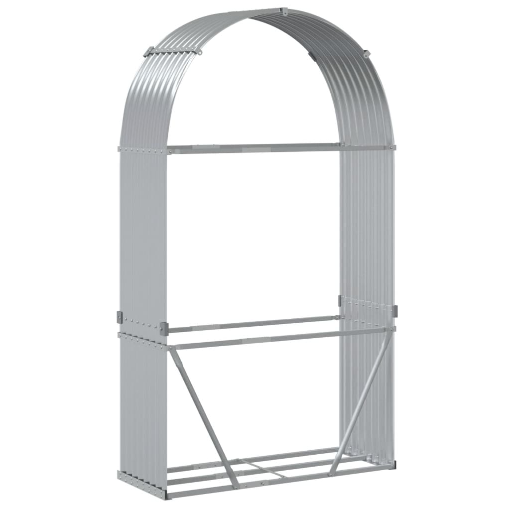 vidaXL Log Holder Silver 120x45x210 cm Galvanised Steel