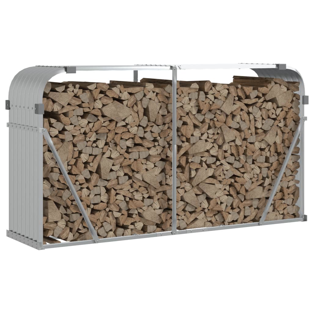 vidaXL Log Holder Silver 180x45x100 cm Galvanised Steel