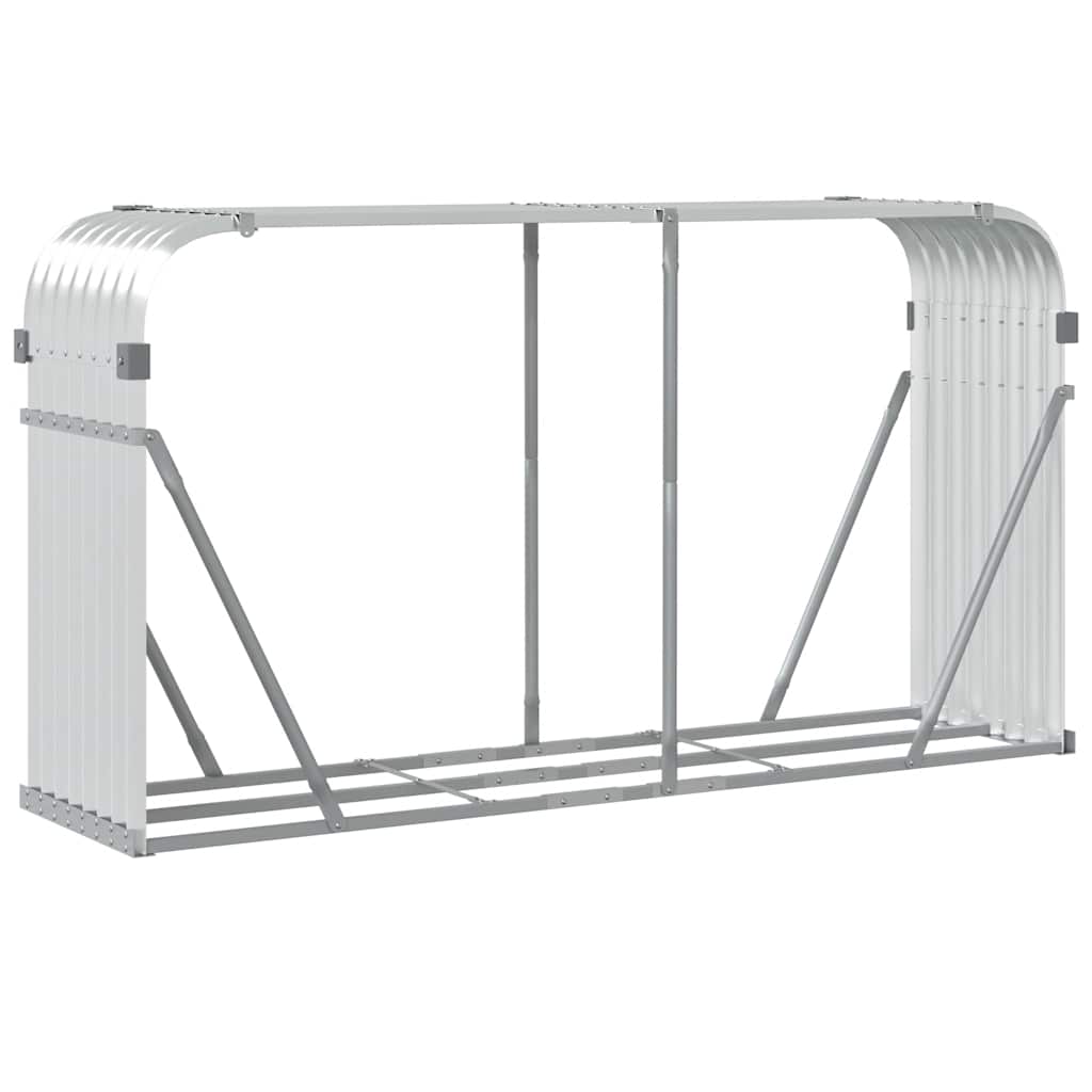 vidaXL Log Holder Silver 180x45x100 cm Galvanised Steel