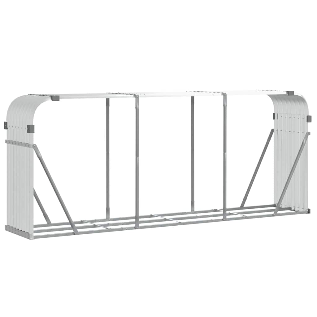 vidaXL Log Holder Silver 234x45x100 cm Galvanised Steel