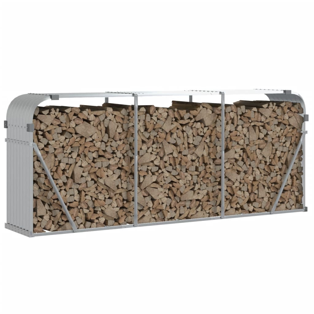vidaXL Log Holder Silver 234x45x100 cm Galvanised Steel