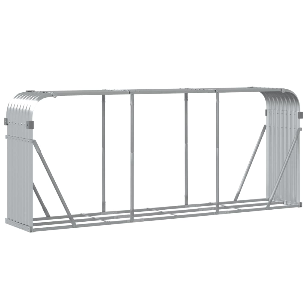 vidaXL Log Holder Silver 234x45x100 cm Galvanised Steel