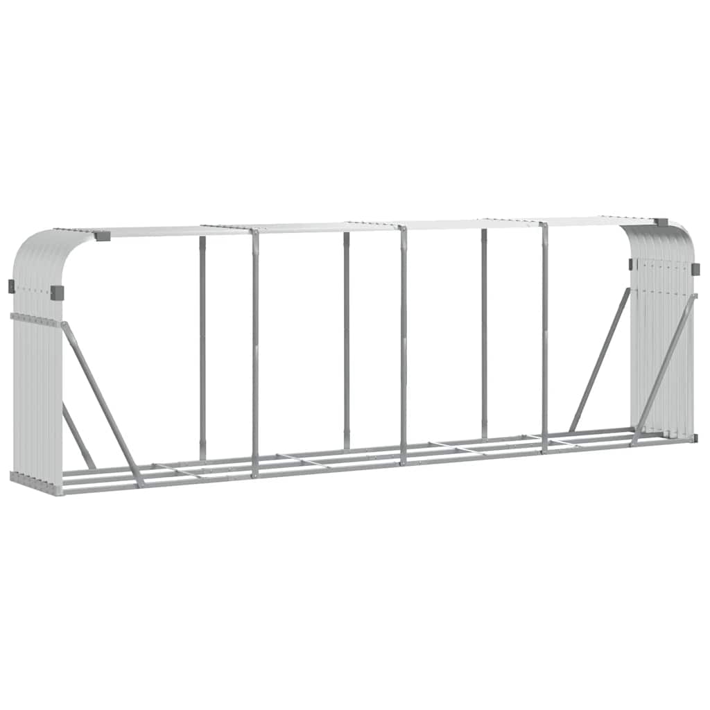 vidaXL Log Holder Silver 300x45x100 cm Galvanised Steel